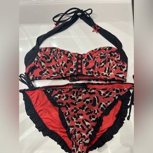 Marc by a Marc Jacobs red and black cheetah bikini